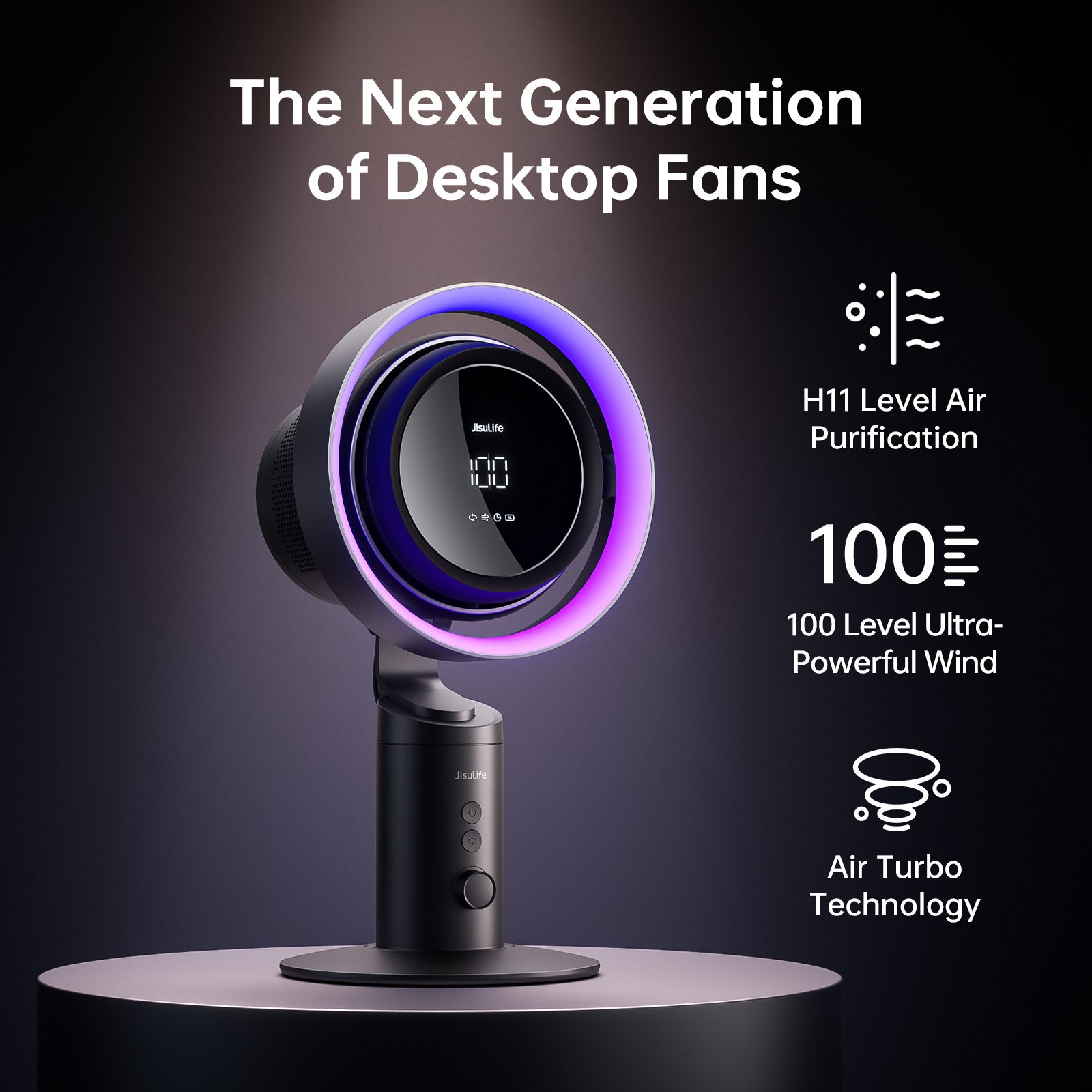 JisuLife Portable Bladeless Table Fan Pro3 (10000mAh)